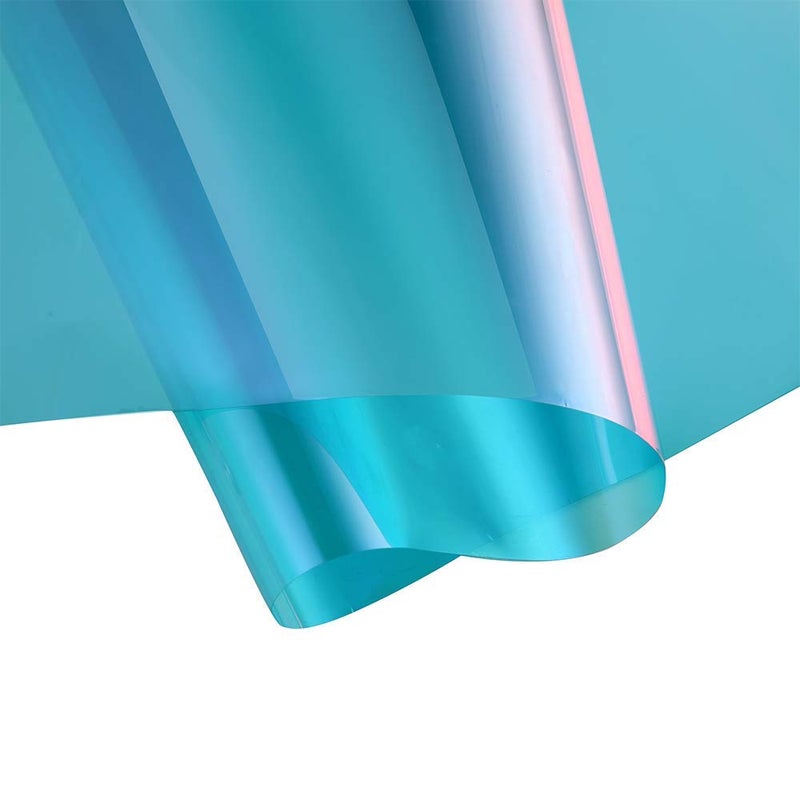 SUMAGITIN Transparent Decorative Window Film Anti UV Colorful Adhesive Vinyl Heat Insulation Solar Window Tinting Sheets Glass Film for Christmas Home Decoration, 17.7Inch x 78.7Inch, Blue - Image 2
